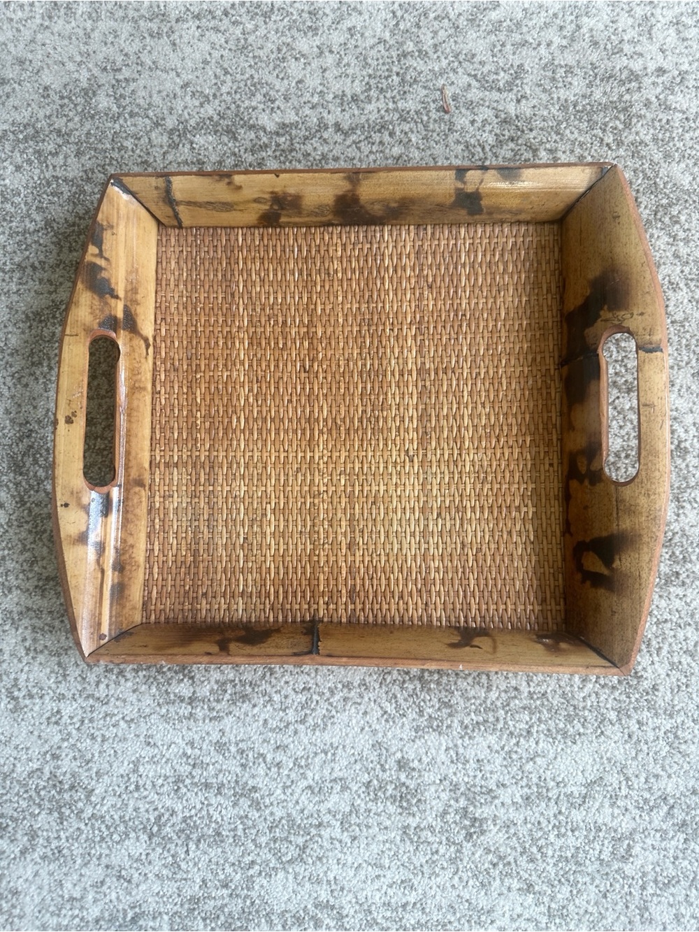 VINTAGE BAMBOO RATTAN SERVING TRAY